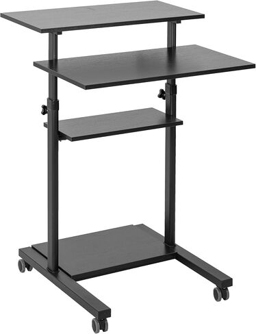 VIVO Mobile Height Adjustable Table Stand Up Desk with Storage, Computer Workstation Rolling Presentation Cart, Black, CART-V02DB in Saudi Arabia