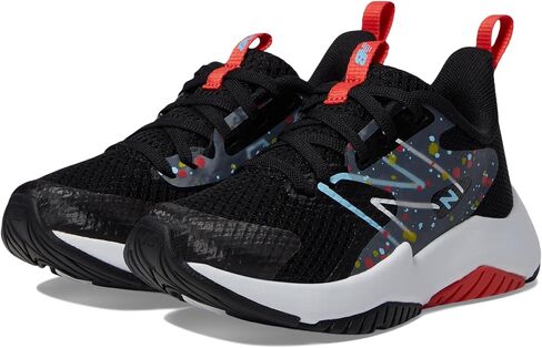 New Balance Rave Run V2 Lace-up Shoe, Black/Blast Red/Team Sky Blue, 3 US Unisex Little Kid in Saudi Arabia