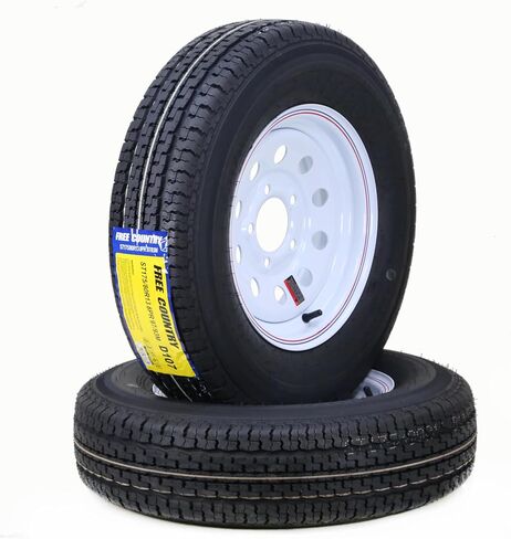مجموعة عجلات إطار المقطورة ST175/80R13 8 طبقات D 97M 5 عروة على حافة PCD بيضاء مقاس 4.5 بوصة، مجموعة 2 in Kuwait