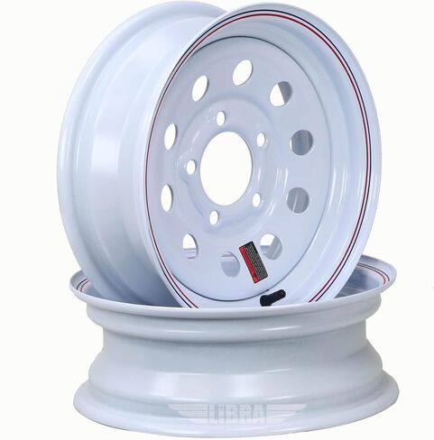مجموعة عجلات إطار المقطورة ST175/80R13 8 طبقات D 97M 5 عروة على حافة PCD بيضاء مقاس 4.5 بوصة، مجموعة 2 in Kuwait