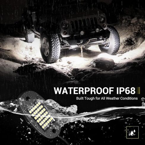 20 Pods White Rock Lights 6000K Pure White 36 LEDs SMD Chips Super Bright Neon Underglow Light IP68 Waterproof for Pickup Trucks SUV UTV ATV RZR Car Boats (White) in Saudi Arabia