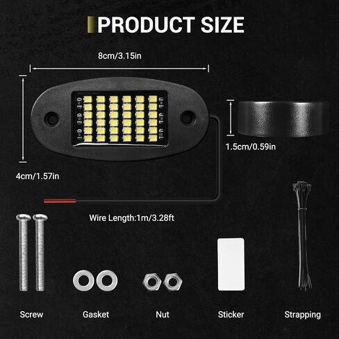 20 Pods White Rock Lights 6000K Pure White 36 LEDs SMD Chips Super Bright Neon Underglow Light IP68 Waterproof for Pickup Trucks SUV UTV ATV RZR Car Boats (White) in Saudi Arabia