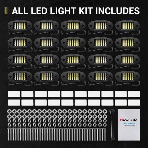 20 Pods White Rock Lights 6000K Pure White 36 LEDs SMD Chips Super Bright Neon Underglow Light IP68 Waterproof for Pickup Trucks SUV UTV ATV RZR Car Boats (White) in Saudi Arabia