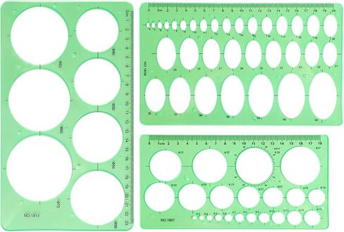 3Pcs Circle Template for Drawing, Oval Template, Circle Drawing Tool Plastic Circle Stencil, Large and Small Oval Circle Measuring Rulers for School Office in Saudi Arabia
