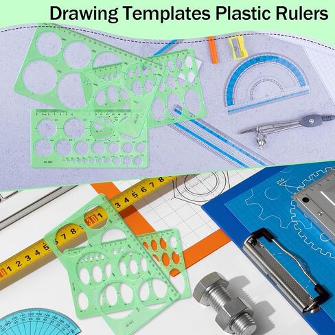 3Pcs Circle Template for Drawing, Oval Template, Circle Drawing Tool Plastic Circle Stencil, Large and Small Oval Circle Measuring Rulers for School Office in Saudi Arabia