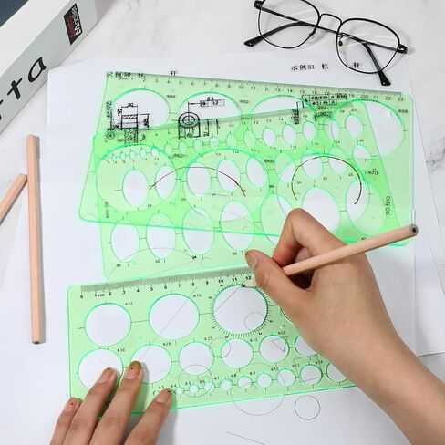 3Pcs Circle Template for Drawing, Oval Template, Circle Drawing Tool Plastic Circle Stencil, Large and Small Oval Circle Measuring Rulers for School Office in Saudi Arabia