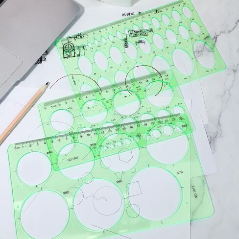 3Pcs Circle Template for Drawing, Oval Template, Circle Drawing Tool Plastic Circle Stencil, Large and Small Oval Circle Measuring Rulers for School Office in Saudi Arabia