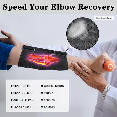 Reamphy Elbow Brace,Comfortable Night Elbow Sleep Support,Elbow Splint, Adjustable Stabilizer Splints, Cubital Tunnel Syndrome,Tendonitis,Ulnar Nerve,Tennis,Fits for Men and Women(Fits Most) in Saudi Arabia