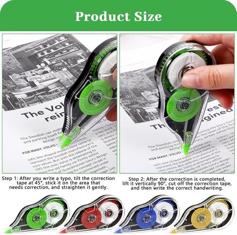 BESARME 4 Pcs White Out Correction Tape Colorful Correction Tape 39.4Ft Each Whiteout Roller Correction Tape Pen for Students Office Supplies in Saudi Arabia
