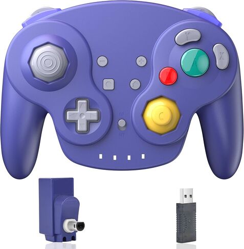 2.4 GHz Wireless NGC Switch Online Controller, USB Receiver & GameCube Receiver, Compatible with Windows PC iOS Mac Raspberry Pi, GameCube/Switch NSO - (Rechargeable) (Plug and Play) Black in Kuwait
