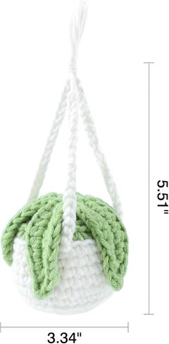 سلة معلقة من الكروشيه لنباتات السيارات من بوهو، نبات معلق لديكور السيارة، ملحقات السيارة، زينة مرآة الرؤية الخلفية للسيارة، زينة السيارة (نمط 2 - طويل) in Kuwait