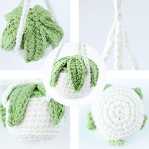 سلة معلقة من الكروشيه لنباتات السيارات من بوهو، نبات معلق لديكور السيارة، ملحقات السيارة، زينة مرآة الرؤية الخلفية للسيارة، زينة السيارة (نمط 2 - طويل) in Kuwait