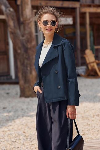Onedreamer Women's Double Breasted Trench Coat Classic Lapel Long Sleeve Blazer Jackets Casual Outerwear With Belt in Saudi Arabia