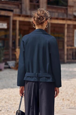 Onedreamer Women's Double Breasted Trench Coat Classic Lapel Long Sleeve Blazer Jackets Casual Outerwear With Belt in Saudi Arabia