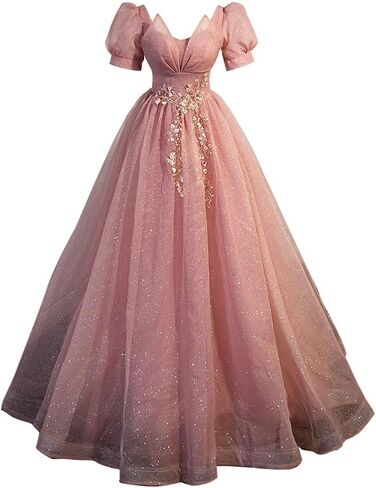 Women's Tulle Prom Gown A-Line Tiered Evening Party Dress Formal Pageant Dress in Saudi Arabia
