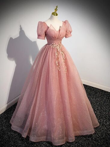 Women's Tulle Prom Gown A-Line Tiered Evening Party Dress Formal Pageant Dress in Saudi Arabia