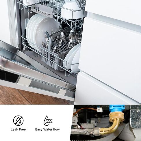 موصل Highcraft CNCT28760-OM، يوصل غسالة الأطباق بالماء، خط إمداد غسالة الأطباق مع مرفق دوار، فولاذ مقاوم للصدأ مجدول 60 بوصة، 60 بوصة in Kuwait