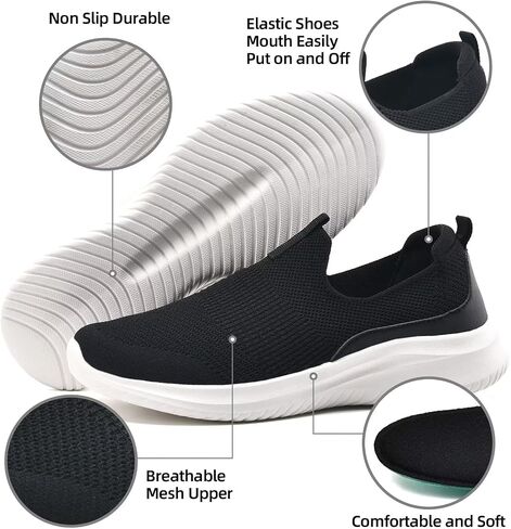 TIOSEBON Women's Walking Tennis Shoes Knit Slip on Mesh Comfortable Sneaker in Saudi Arabia