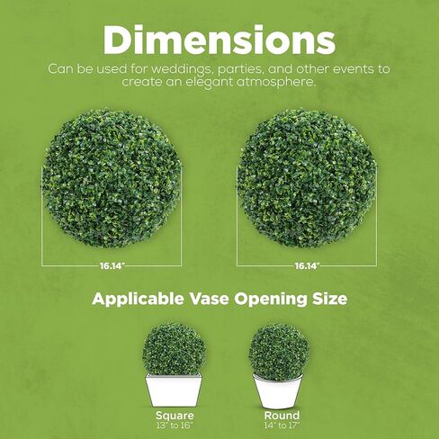 كرات خشب البقس الصناعي عبوتين - توبياري صناعي للاستخدام في الهواء الطلق أو في الداخل - شجيرات واقعية بأوراق كثيفة - كرة نباتية وهمية مقاومة للماء ومحمية من الأشعة فوق البنفسجية - نبات خشب البقس سهل التجميع - 16.14 بوصة in Kuwait