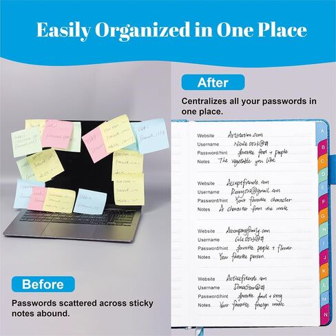 Password Keeper Book with Colorful Alphabetical Tabs, 5.8"x8.4" Password Books for Seniors, Password Notebook Organizer for Internet Website Address Login (Rose Gold) in Saudi Arabia