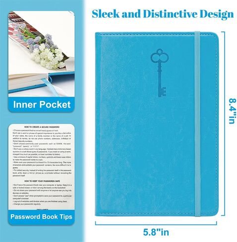 Password Keeper Book with Colorful Alphabetical Tabs, 5.8"x8.4" Password Books for Seniors, Password Notebook Organizer for Internet Website Address Login (Rose Gold) in Saudi Arabia