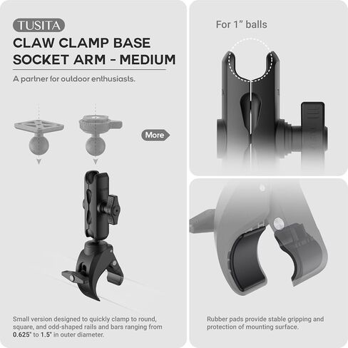 TUSITA Small Claw Clamp Base with Double Socket Arm Short - 1" B Size in Kuwait