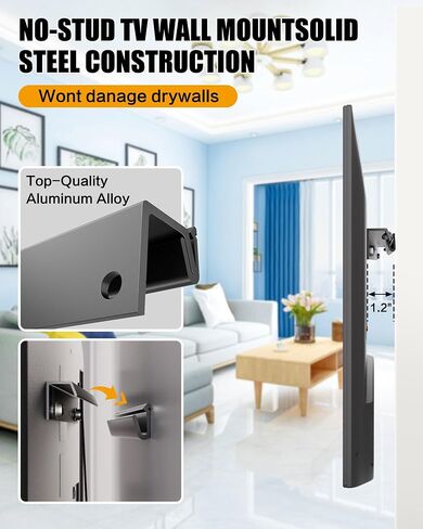 HYPIGO No Stud TV Wall Mount, Studless TV Drywall Hanger Bracket for 26-55 inch Flat Screens, No Adhesive, No Drill, Easy Install in Kuwait