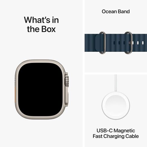 Apple Watch Ultra 2 [GPS + Cellular 49mm] Smartwatch with Rugged Titanium Case & Blue Ocean Band One Size. Fitness Tracker, Precision GPS, Action Button, Bright Retina Display w/AppleCare+ (2 Years) in Saudi Arabia
