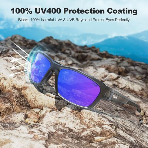 Polarized Sunglasses for Men Women, Lightweight Frame with UV400 Protection Wrap Around Glasses for Running Fishing in Saudi Arabia