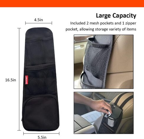 Car Seat Side Organizer, Auto Seat Storage Hanging Bag, Phones, Drink, Stuff Holder with Mesh Pocket for Cars, SUV & Truck 2 Pack in Saudi Arabia