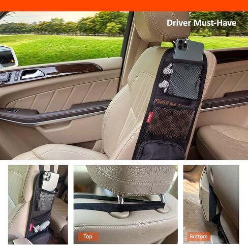 Car Seat Side Organizer, Auto Seat Storage Hanging Bag, Phones, Drink, Stuff Holder with Mesh Pocket for Cars, SUV & Truck 2 Pack in Saudi Arabia