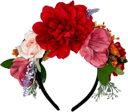 Vividsun Mexican Flower Crown Day of the dead Headpiece Party Fiesta Flower Headband in Saudi Arabia