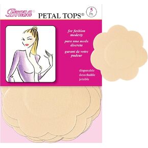 Braza Petal Top Disposable Nipple Covers - 5 Pair,Beige,2.5 in dia