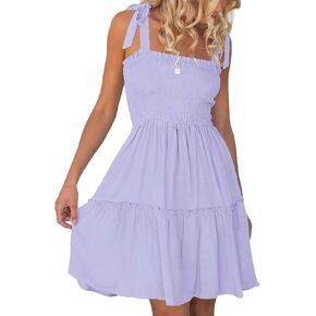 Timathous Women's Summer Spaghetti Strap Cover Up Strapless Dresses Ruffle Tube Top Beach Mini Dress in Saudi Arabia