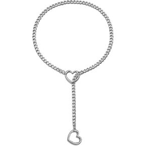 Slip Chain Necklace Heart O-Ring Slip Chain Choker Punk Rock Cuban Necklace Adjustable Lariat Y-Necklace for Teen Girls Gifts Trendy Stuff