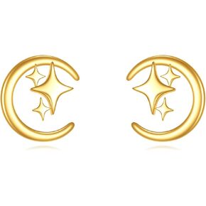 KECHO 14k Real Gold Sun Earrings Dangle Amber Vintage Boho Sun Charm Earrings,with Trendy Dainty Nap Earrings Jewelry Gift for Women Girls