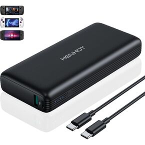 HenHot Power Bank, 65W 20000mAh Laptop Portable Charger - Fast Charging USB C PD 3.0 External Battery Pack Compatible with MacBook, Steam Deck, iPad, iPhone 14/13/12 Pro Max, Galaxy, Google Pixel