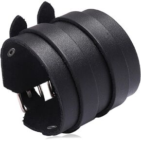 Punk Rock Biker Wide Faux Leather Wristband Adjustable Belt Buckle Cuff Bracelet