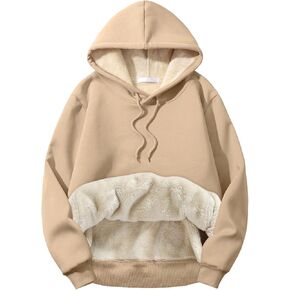 Flygo Men's Casual Fleece Sherpa Lined Hoodie Winter Warm Pullover Hooded Sweatshirt