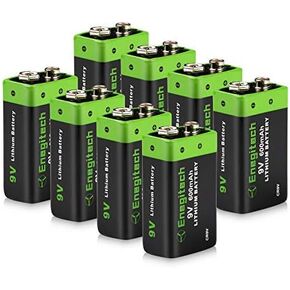 9V Lithium Battery, Enegitech 4 Pack 1200mAh Non-Rechargeable Li-ion Battery for Smoke Detector Fire Alarm Multimeter
