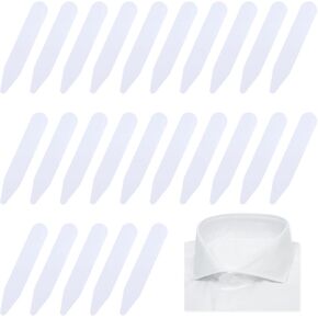 60PCS 2.2" Collar Stays for Men's Dress, Plastic White Collar Stays with Case, Waterproof Dress Shirt Collar Inserts Tabs, Reusable Shirt Collar Inserts for Men's Dress Shirts