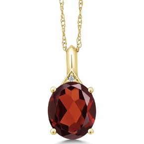 Gem Stone King 14K Yellow Gold Green Simulated Emerald and White Diamond Pendant Necklace For Women (4.02 Cttw, Oval 12X10MM, with 18 Inch Chain)