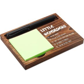Little Reminders Sticky Note Holder Wooden Notepad & Pen Holder 6.5" x 4.7" Sticky Note Pad Holder Dispenser for Desk Work Motivational Gifts, NPA192