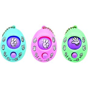 Raymond Geddes Rock Paper Scissors Dynamite Backpack Buddy Toys (Set of 24) - Egg-Shaped Mini Backpack Keychain Toys