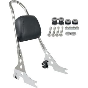 Detachables Sissy Bar Cushion Passenger Backrest W/Pad and Docking Hardware Kits Fit for Harley Sportster XL1200 883 2004-2023 (Chrome)