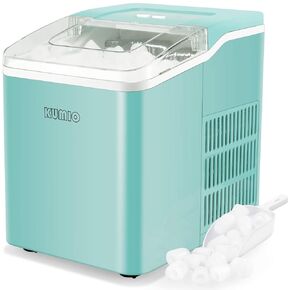 KUMIO Ice Makers Countertop, 9 Bullets Ready in 9 Mins, 26.5 Lbs/24 Hrs, Ice Machine with Self-Cleaning, Removable Ice Basket & Scoop, 2 Sizes of Bullet Ice for Kitchen Office Bar Party, Black