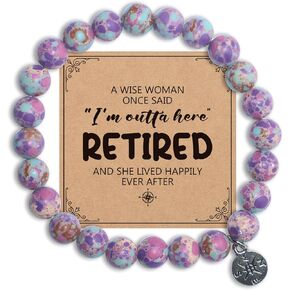 Retirement Gifts for Women Coworker Leaving Gifts for Women Farewell Gifts for Coworkers Goodbye Gifts for Coworkers Going Away Gifts for Friends Natural Stone Compass Bracelets