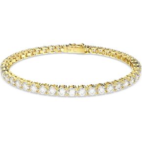 SWAROVSKI Matrix Tennis bracelet, Round cut, Clear, Gold-tone Finish