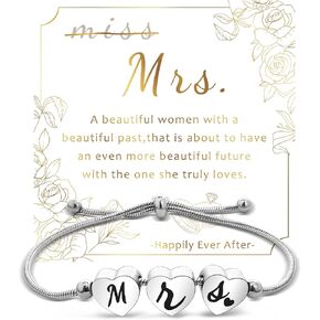 Mr And Mrs Gifts Bride Bracelet Silver Heart Charm Bracelets For womens Wedding Gifts For Bride