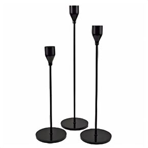 Candlestick Holders,Metal Black Candle Holders for Candlesticks Set of 3 for Fits 3/4 inch Thick Candle&Led Candles Taper Candles for Events,Wedding, Dinning, Holiday Centerpiece Décor